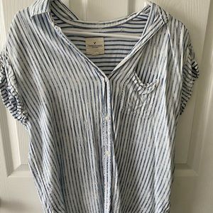 Striped button down top